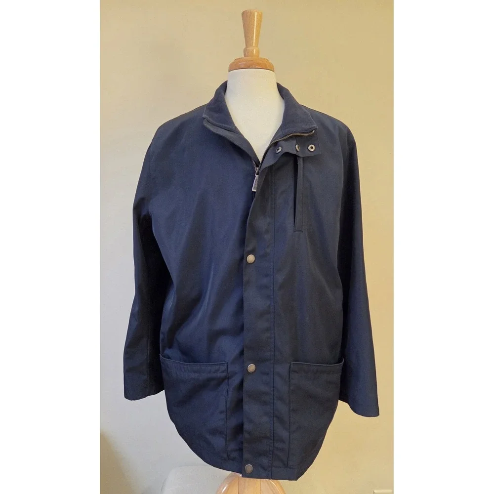 Brooks Brothers 346 Blazer Rain Jacket Coat Men XL Navy Blue Full Zip Snap
